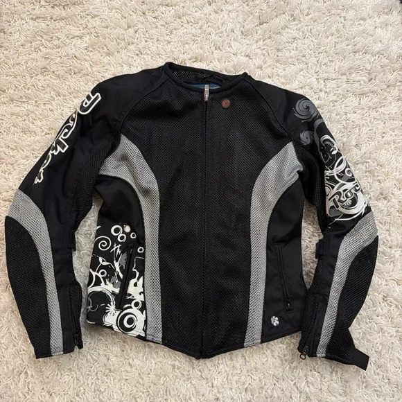 Joe Rocket Black and Gray Mesh Motorcycle Jacket with Graphic Accents - Picture 1 of 4